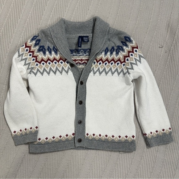Janie and Jack Fair Isle sweater, size 18-24 mo., cotton blend, buttons,‎ cozy - Picture 1 of 7